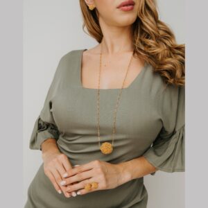 Cadena Larga Mini Eslabones con Dije Topiarios Tejido a Mano