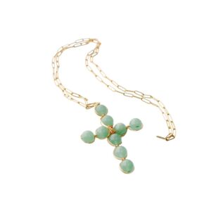 Cadena de eslabones con cruz de ágatas de 12mm