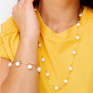 Cadena Alambre Texturizado con Perlas o Piedras Naturales